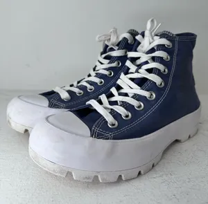 Converse Navy Blue High-Top Platform Sneakers thumbnail 1