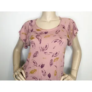 T La Anthropologie Sylvan Flutter Sleeve Tee Shirt Top Pink Floral Size Small thumbnail 4