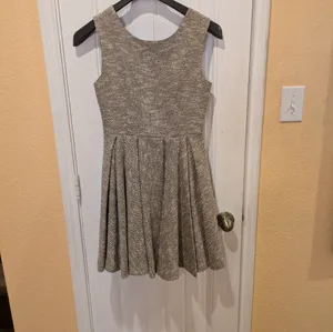 Anthropologie Paper Crown "Parkside" Sparkle Tweed Pleated Fit & Flare Dress S thumbnail 5
