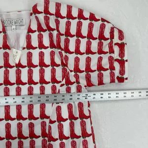 Brooke Wright‎ Lucy Dress Medium White Red Cowboy Boot Cotton Poplin NWT READ thumbnail 5
