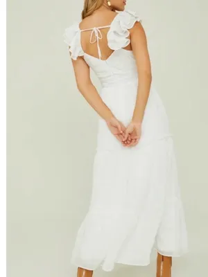 Altard state anna‎ flutter sleeve maxi dress White Sz Medium thumbnail 2