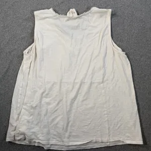 Two by Vince Camuto Women's XL White Lace Zigzag Pom Pom Trim Tank Top thumbnail 8