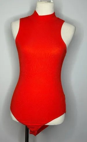Wild Fable- Red Ribbed Turtleneck Bodysuit thumbnail 1