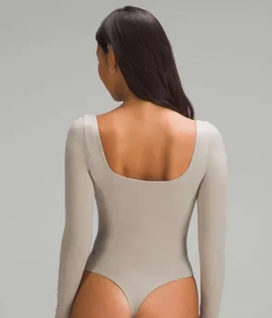 Lululemon Wundermost Nulu Square Neck Bodysuit in Riverstone thumbnail 3