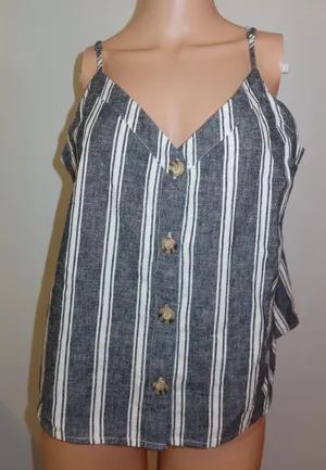 Abercrombie Striped Tank Top Button Front thumbnail 1