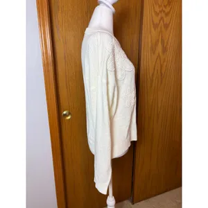 Pinch Cream Crochet Floral Applique Knit Sweater Medium Ivory Pullover Boho thumbnail 4