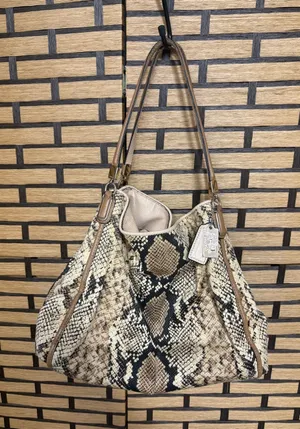 Coach tan Madison python shoulder bag thumbnail 1