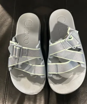 Chacos Women Pale Blue Slide Sandals with Mint Trim thumbnail 1