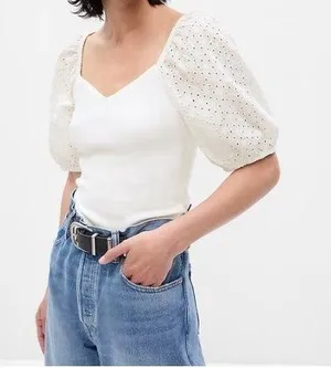 Gap 100% Organic Cotton Vintage Ruched Top thumbnail 1