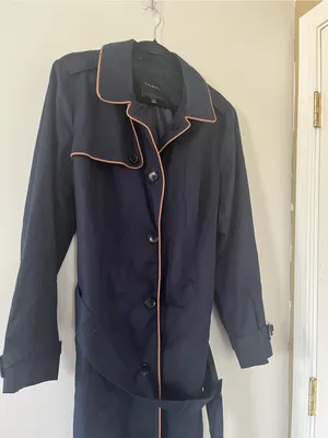 Talbots Navy Trench Coat XL Quiet Luxury Old Money Business Casual Minimalist thumbnail 3