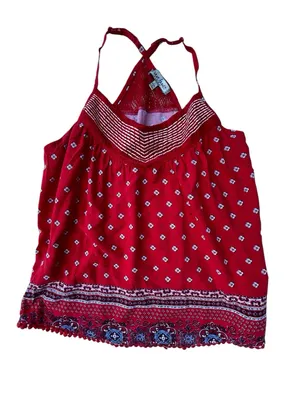 Crave Fame Red‎ Printed Spaghetti-Strap Camisole thumbnail 3