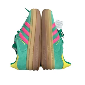 Adidas Women's Gazelle Bold Shoes in Court Green/Lucid Pink/Pure Sulfur,Size 7.5 thumbnail 6