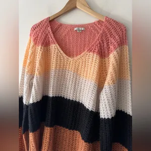 American Eagle Adorable‎ Chunky Knit Oversized V Neck Sweater Multicolor thumbnail 2