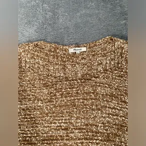 Madewell Cozy Marled Knit Sweater in Beige-Brown side buttons small thumbnail 5