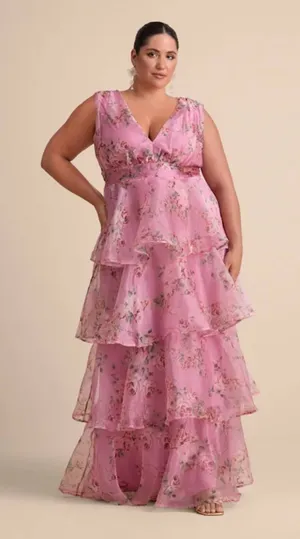 Lulus Garden Radiance Pink Floral Print Gown thumbnail 1