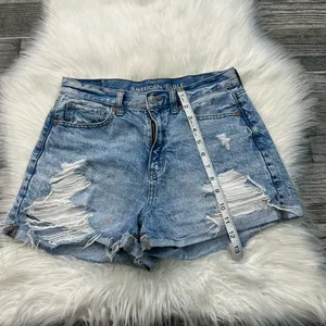 American Eagle Ripped High Rise Mom Shorts thumbnail 6