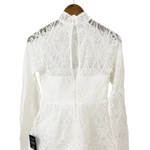 Lulus Gorgeous Attraction White Lace Structured Long Sleeve Mini Dress size S thumbnail 6