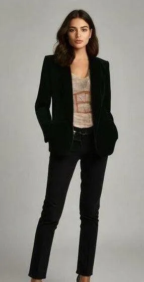 Express Women's Black Velvet Blazer Suit Jacket XXS thumbnail 1