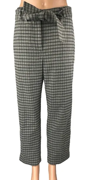 Aritzia Wilfred Womens Gray Wool Plaid Check Straight Crop Trousers Pants Size 6 thumbnail 1