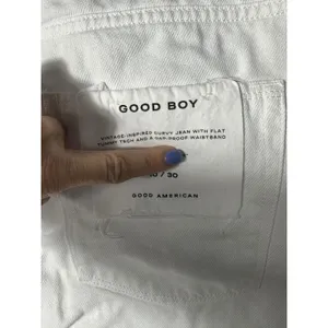NWT Good American Size 10‎ White Good Boy Button Fly Cropped Jeans Altered #J9-5 thumbnail 6