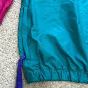 Vintage Columbia Windbreaker Jacket Green Pink Zip Up Hood Women Size XL thumbnail 2