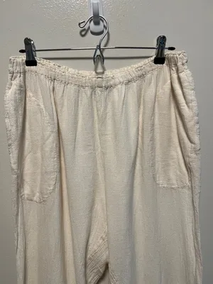 OH MY GAUZE! Cream Elastic Waist Cropped Pants, 100% Cotton, Size 2 (L/XL) thumbnail 2