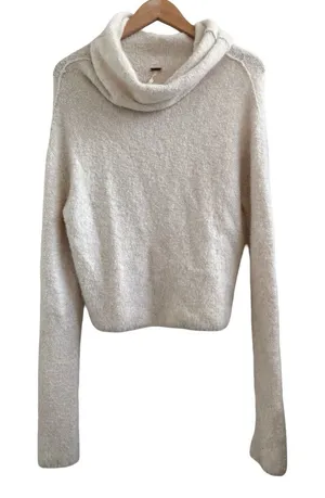 Free People Stormy Ivory Cozy Cream Cowl Turtleneck‎ Sweater S thumbnail 1