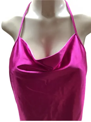 Wild Fable Size Medium Fuchsia Satin Cowl Neck Halter Camisole thumbnail 2