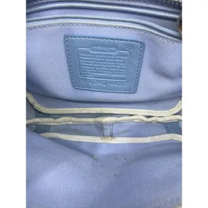 COACH Small Handbag Green White Tote Bag thumbnail 6