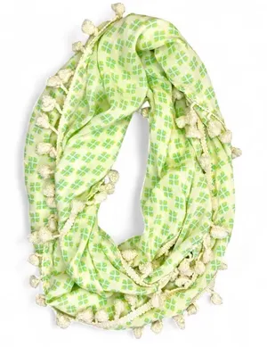 NWT Natural Life Green Blue Abstract Fringe Bohemian Infinity Scarf thumbnail 1
