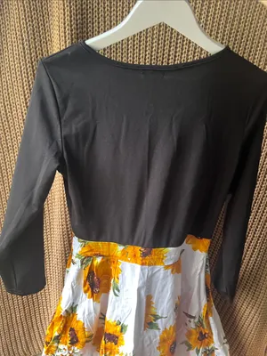 Black Bodice Sunflower Print Girls' Dress thumbnail 5