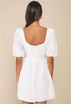 Lulus White Puff Sleeve Mini Dress thumbnail 2