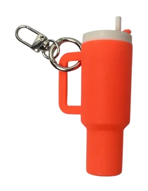 Mini Tumbler Keychain Orange Cup Accessory – Removable Lid NEW thumbnail 1
