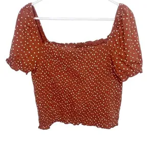 American eagle rust red ruched crop top country western size large NWT N thumbnail 1