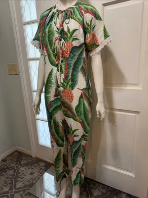 Farm Rio Tropical Pineapple Print Women’s Jumpsuit in Green & Cream S-S thumbnail 6