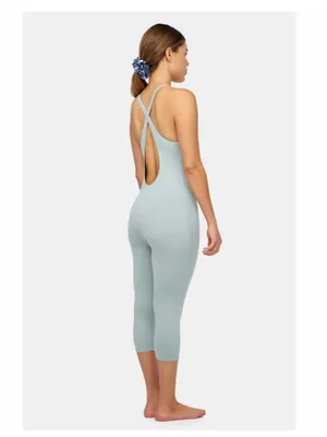 LACAUSA Flow Arya Sleeveless Open Back Organic Cotton Jumpsuit Sea Glass NWT S thumbnail 2