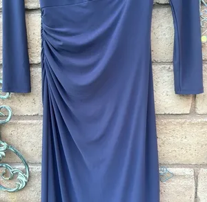 Ralph Lauren Evening Gown Dress Beaded Necklace Long Sleeve Maxi Purple Size 4 thumbnail 5