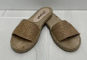Free People Tan Espadrille Slides with Woven Texture thumbnail 1