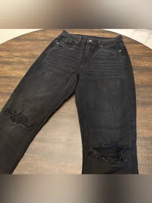 American Eagle Black Distressed Mom Jeans Size 4 thumbnail 2