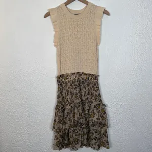 Current Air Anthropologie Ruffle Crewneck Mini Sweater Dress Size Small thumbnail 2