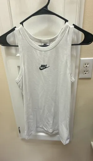 Nike Sportswear Club Ribbed Tank Top in White thumbnail 1