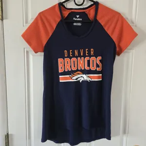 Denver Broncos Womens Medium Fanatics NFL Raglan Mesh Sleeve Tunic Top Navy Blue thumbnail 5