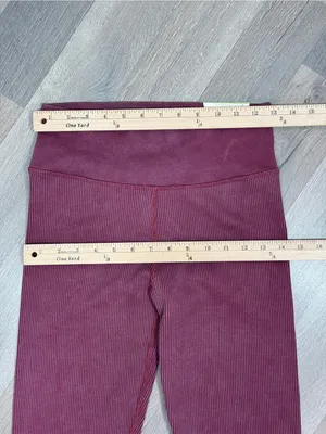 Aerie Offline Main Squeeze Ribbed Waffle Snap Ankle Hi Rise Leggings‎ Maroon M thumbnail 9