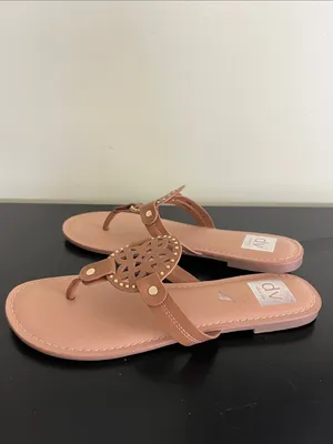 Dolce Vita Grimm Cognac Leather Thong Sandals with Decorative Medallion thumbnail 5