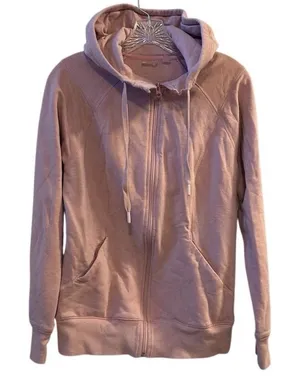 Zella Women's‎ M Pink Ruched Long Sleeve Zip Front Hoodie Jacket thumbnail 1