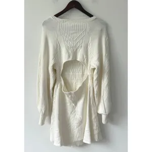 Free People Women's White Emmaline Knit Mini Sweater Dress Size‎ Large NWT thumbnail 5