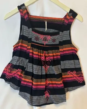 Free People Vintage-Inspired Swing Knit Tank Top XSmall Peak-A-Boo Back, Striped thumbnail 1