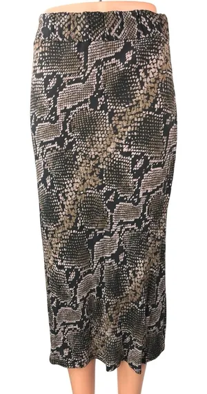 Zara TRF Collection Beige Black Snake Skin High Waisted Slip Maxi Skirt Size S thumbnail 1