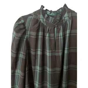 J.Crew‎ BN151 Blackwatch Plaid Ruffle Neck Mini Dress Small Puff Sleeve Tartan thumbnail 7