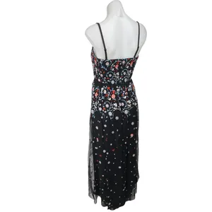 Modcloth Black Floral Tulle Embroidered Sleeveless A Line Midi Dress Size S thumbnail 3